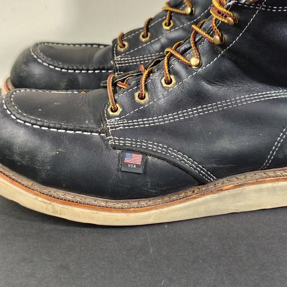 Thorogood Boots Mens 11 D Black Leather American Heritage Moc Toe Work 804-6201